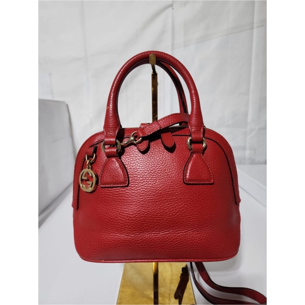 Authentic GUCCI Dollar Calfskin Small GG Charm Dome Bag Red